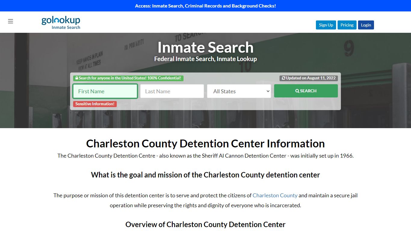 Charleston County Detention Center, Inmate Search